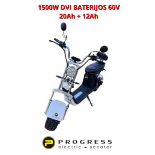 Elektrinis paspirtukas Citycoco 1500W DVI BATERIJOS 60V 20ah + 12Ah HSHT009W2