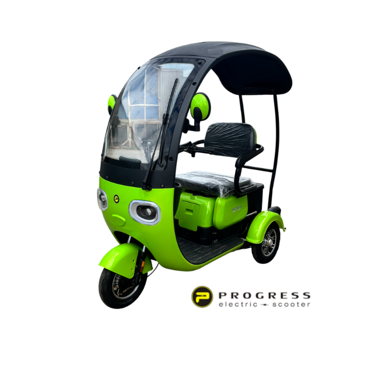 Elektrinis triratis Progress su stogu PANDA 800W 20Ah Žalias